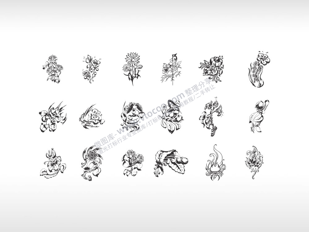 花朵图案组合花簇花枝花瓣鲜花艺术图案花纹矢量图文档2