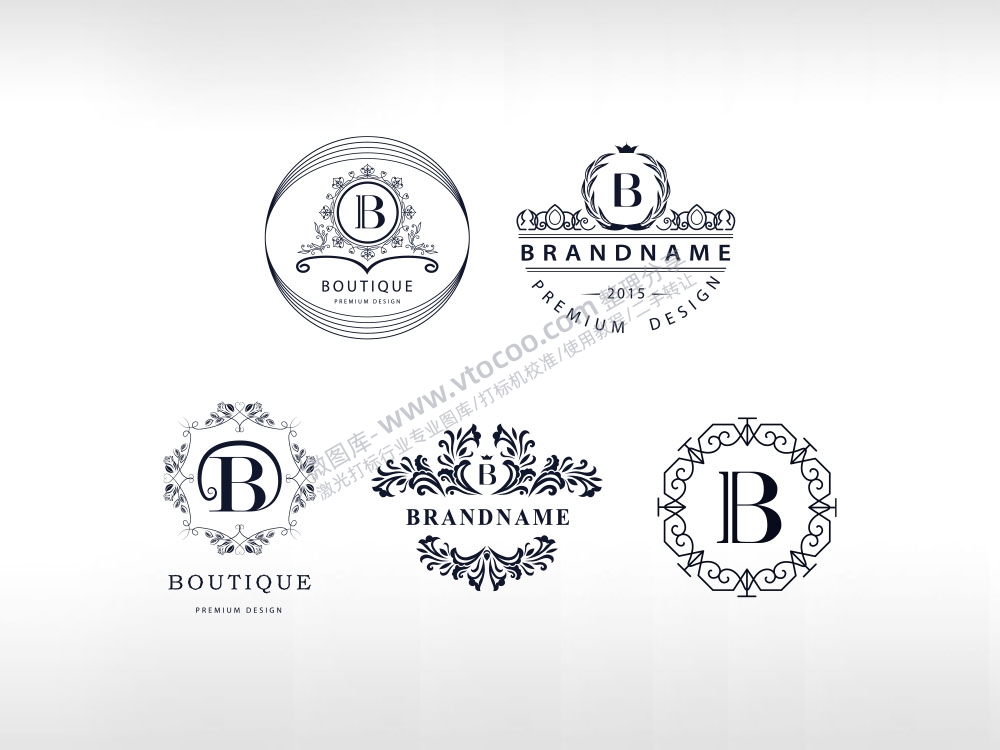 花纹图案组合波纹B字母线条图案6AI8.0格式激光打标文件通用矢量图