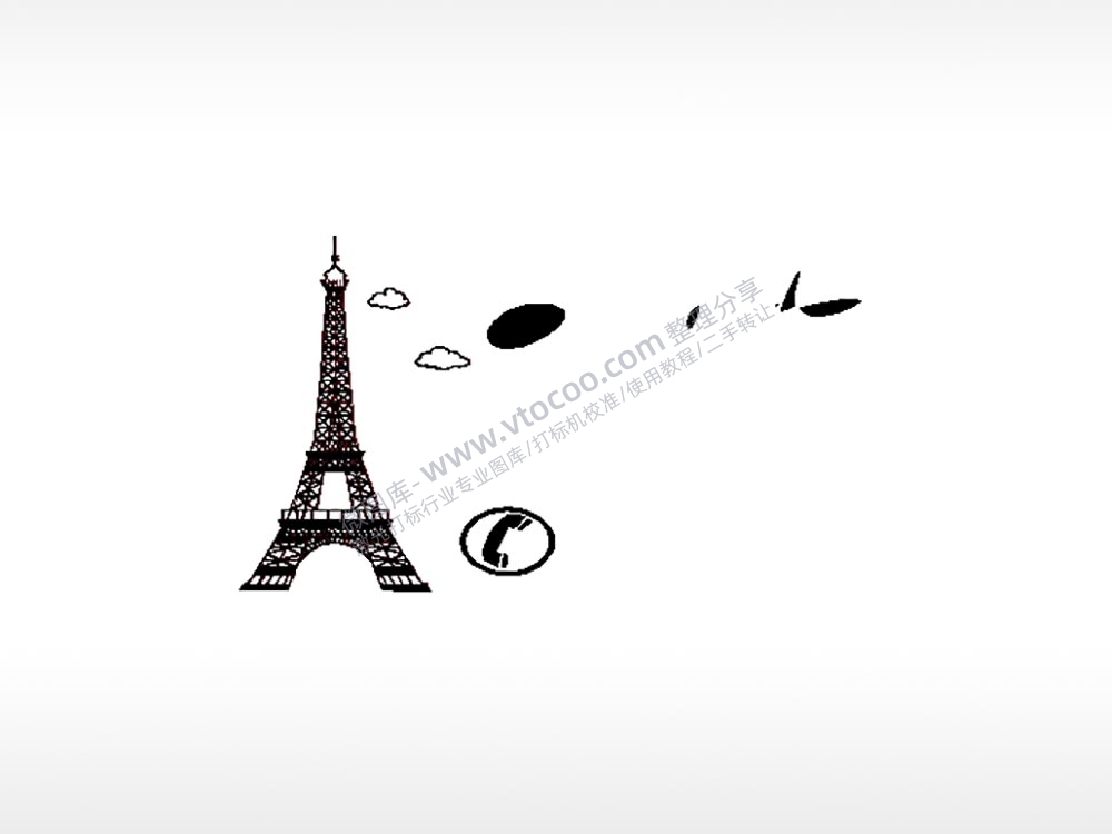 巴黎铁塔电话标志车牌钥匙扣PLT格式激光打标文件通用矢量图