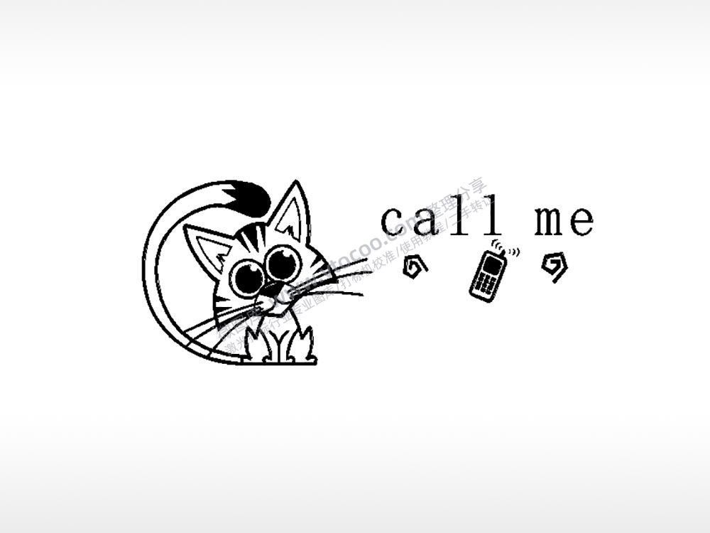 call me猫咪电话车牌钥匙扣PLT格式激光打标文件通用矢量图