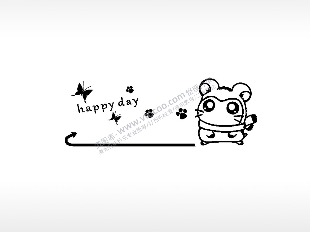 happy day老鼠车牌钥匙扣PLT格式激光打标文件通用矢量图