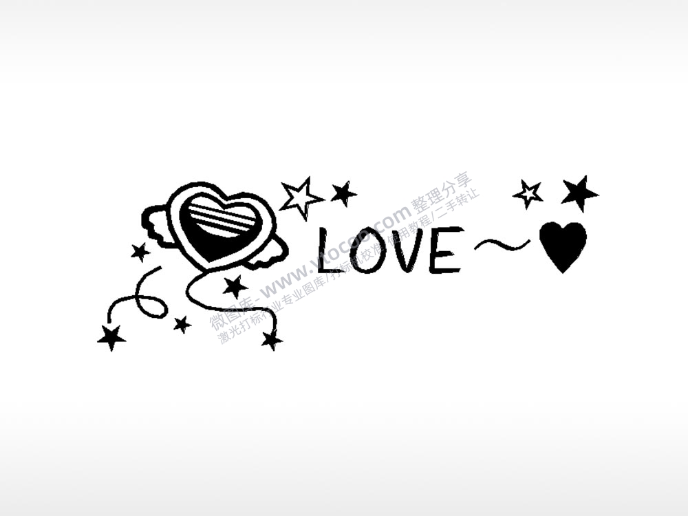 LOVE爱心车牌钥匙扣PLT格式激光打标文件通用矢量图