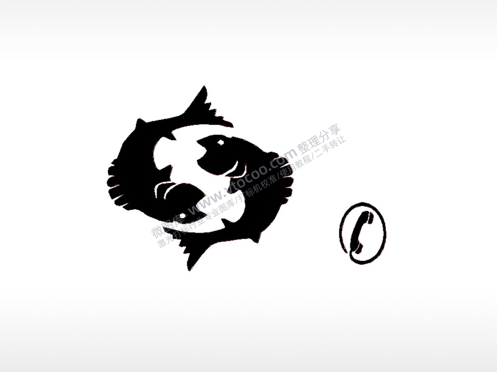 双鱼座电话标志车牌钥匙扣PLT格式激光打标文件通用矢量图