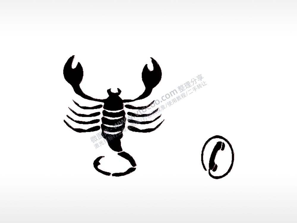 天蝎座电话标志车牌钥匙扣PLT格式激光打标文件通用矢量图