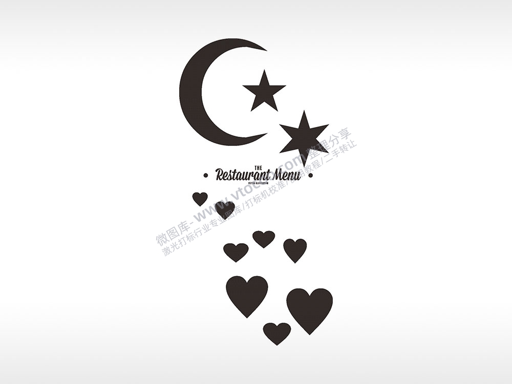 RESTAURANT MENU星星月亮手机后壳PLT格式激光打标文件通用矢量图