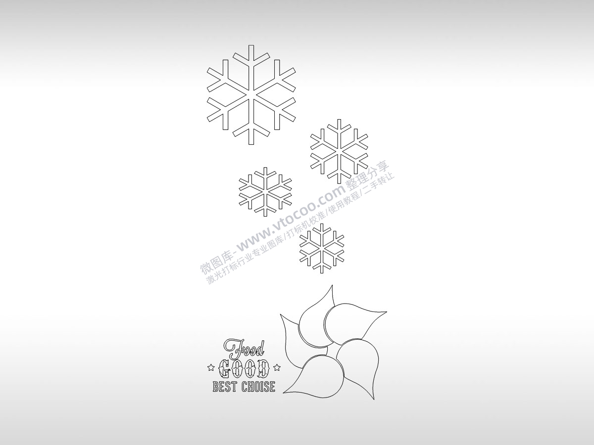 雪花good手机壳个性卡通图案线描PLT格式激光打标文件通用矢量图