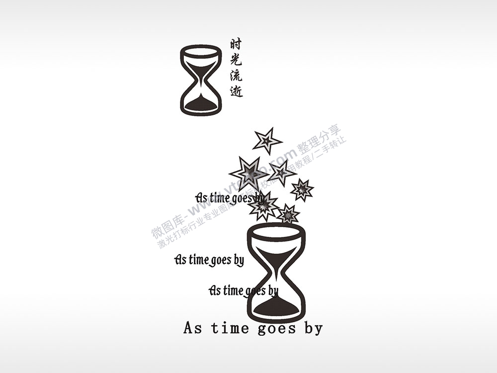时光倒流漏斗英文手机后壳PLT格式激光打标文件通用矢量图