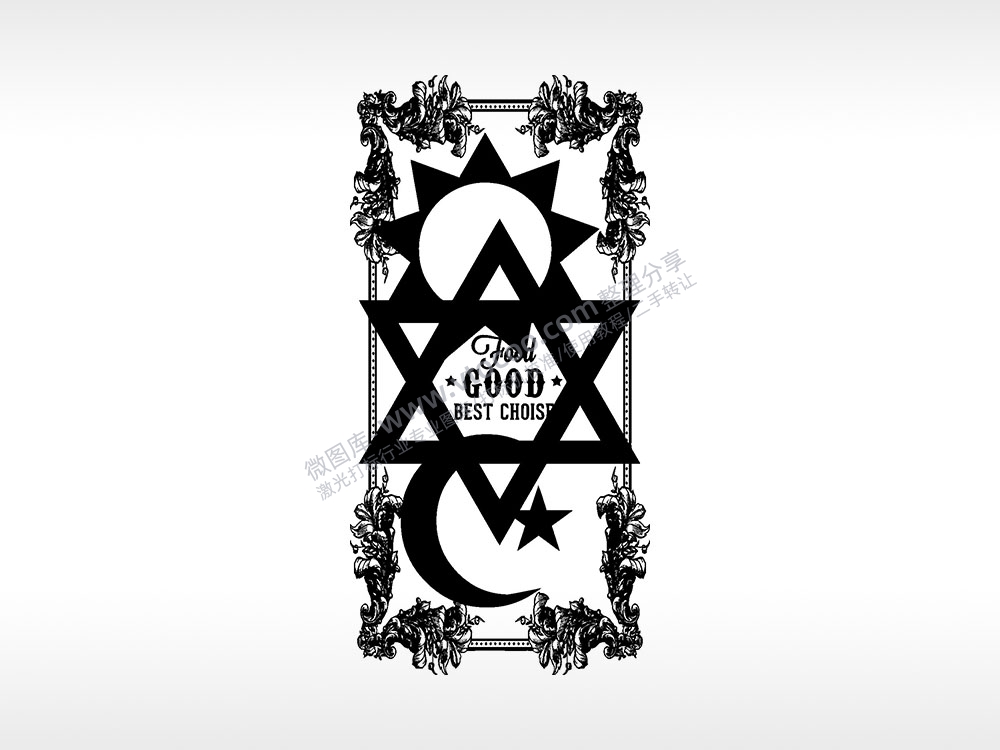 太阳月亮星星手机后壳PLT格式激光打标文件通用矢量图