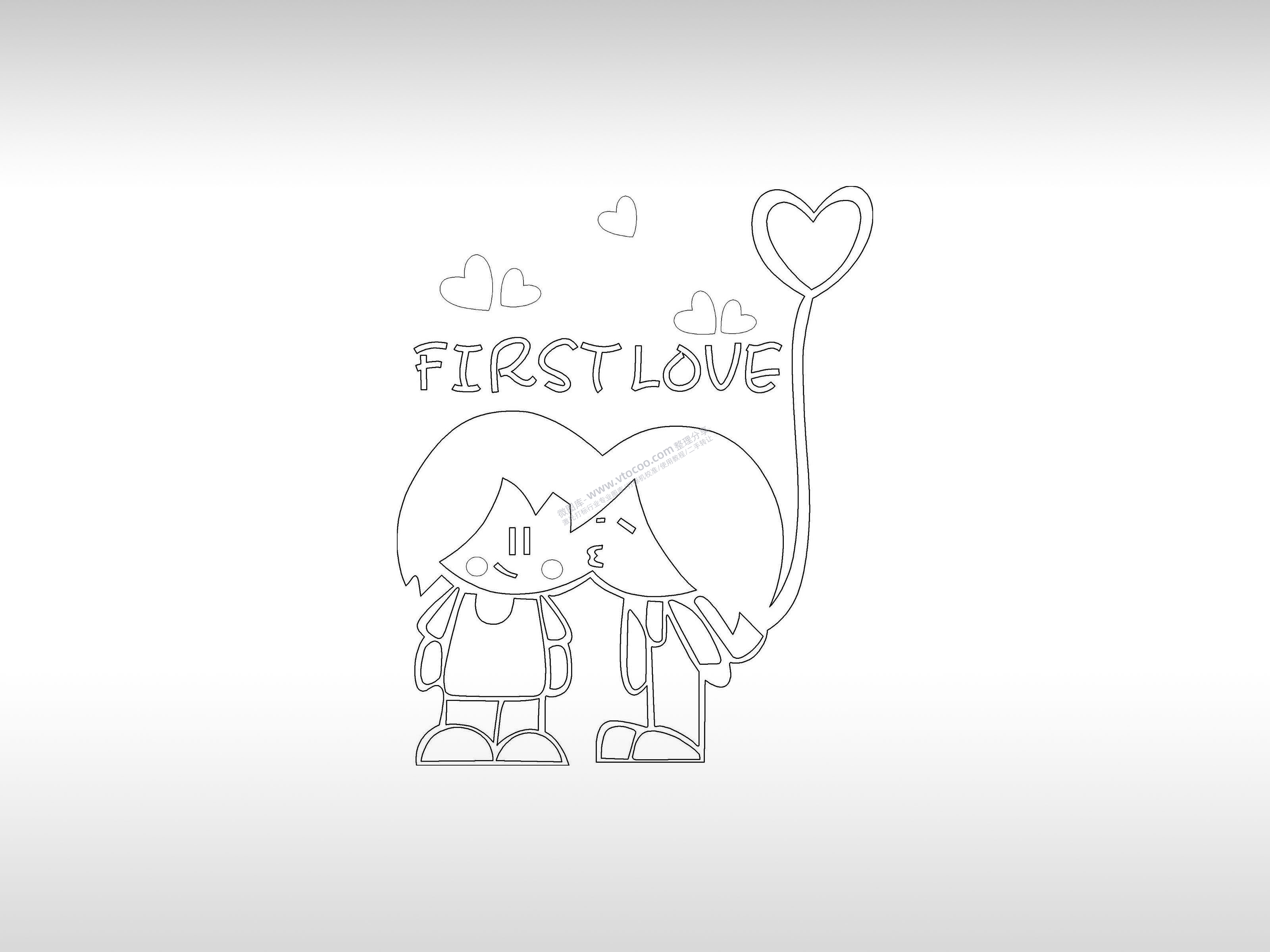 爱情亲亲手机壳个性卡通图案线描PLT格式激光打标文件通用矢量图