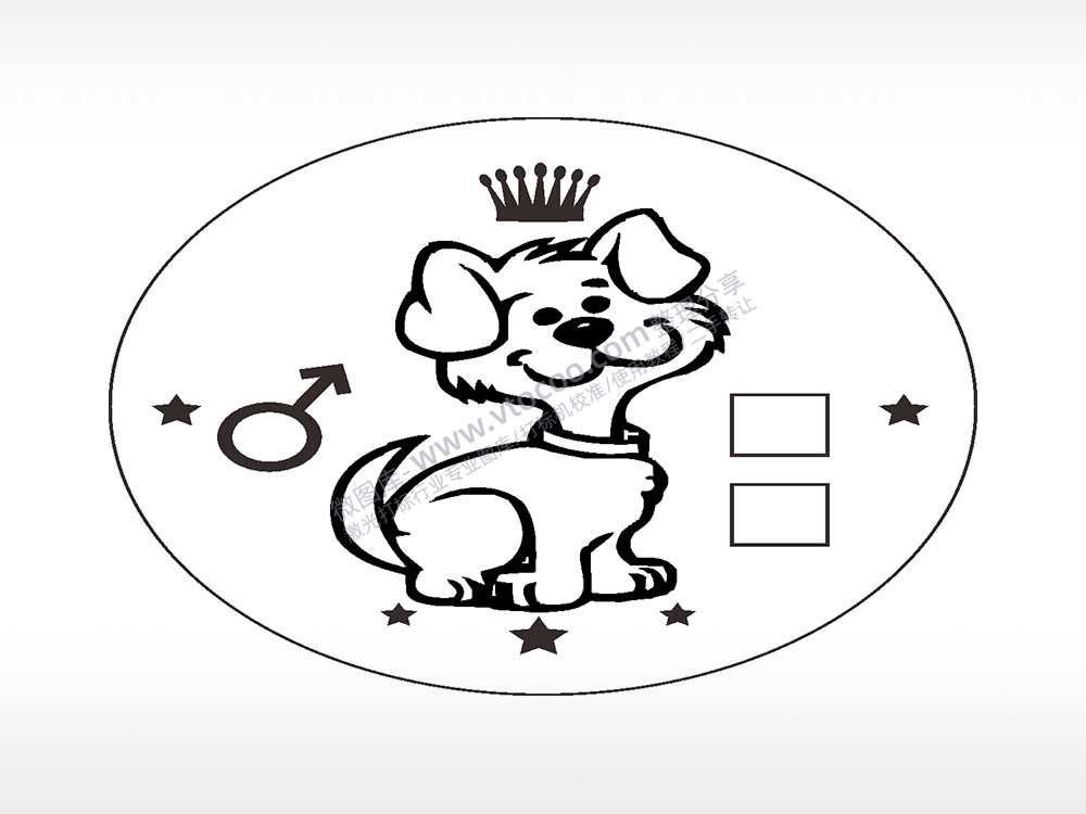 雪瑞纳圆形正面狗牌AI8.0格式激光打标文件通用矢量图