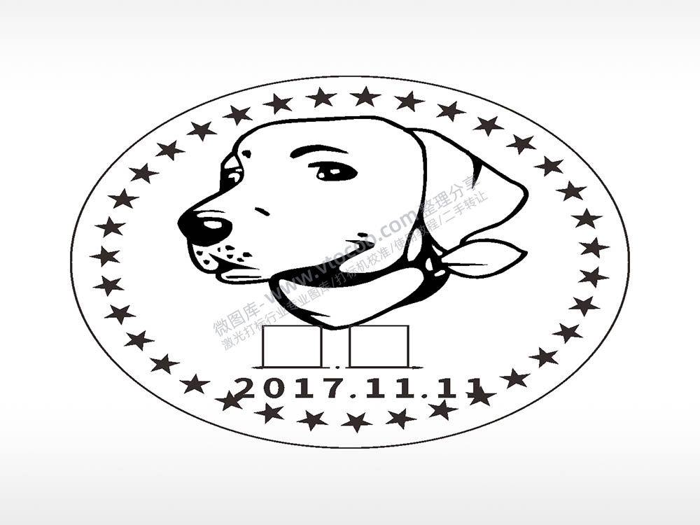 拉布拉多圆形正面狗牌AI8.0格式激光打标文件通用矢量图