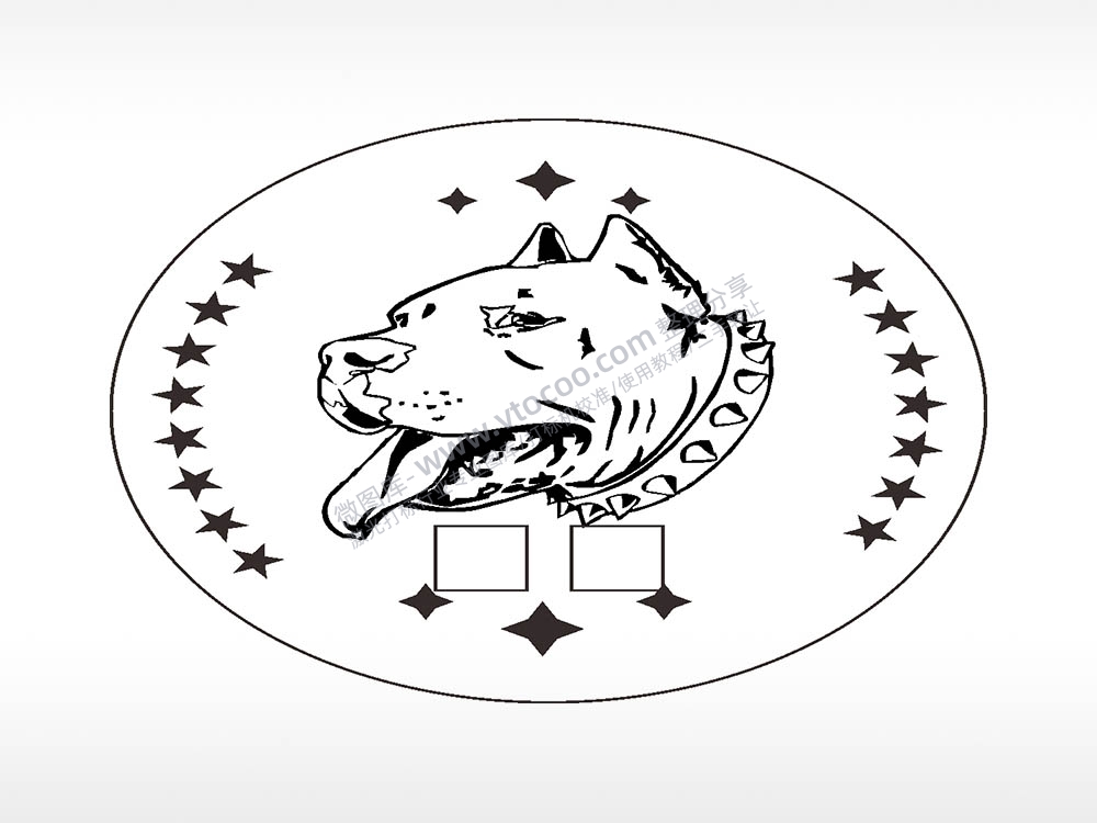 斗牛犬圆形正面狗牌AI8.0格式激光打标文件通用矢量图