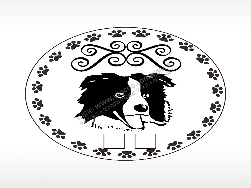 边牧圆形正面狗牌AI8.0格式激光打标文件通用矢量图