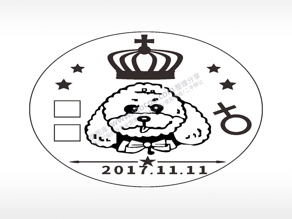 泰迪圆形正面狗牌AI8.0格式激光打标文件通用矢量图