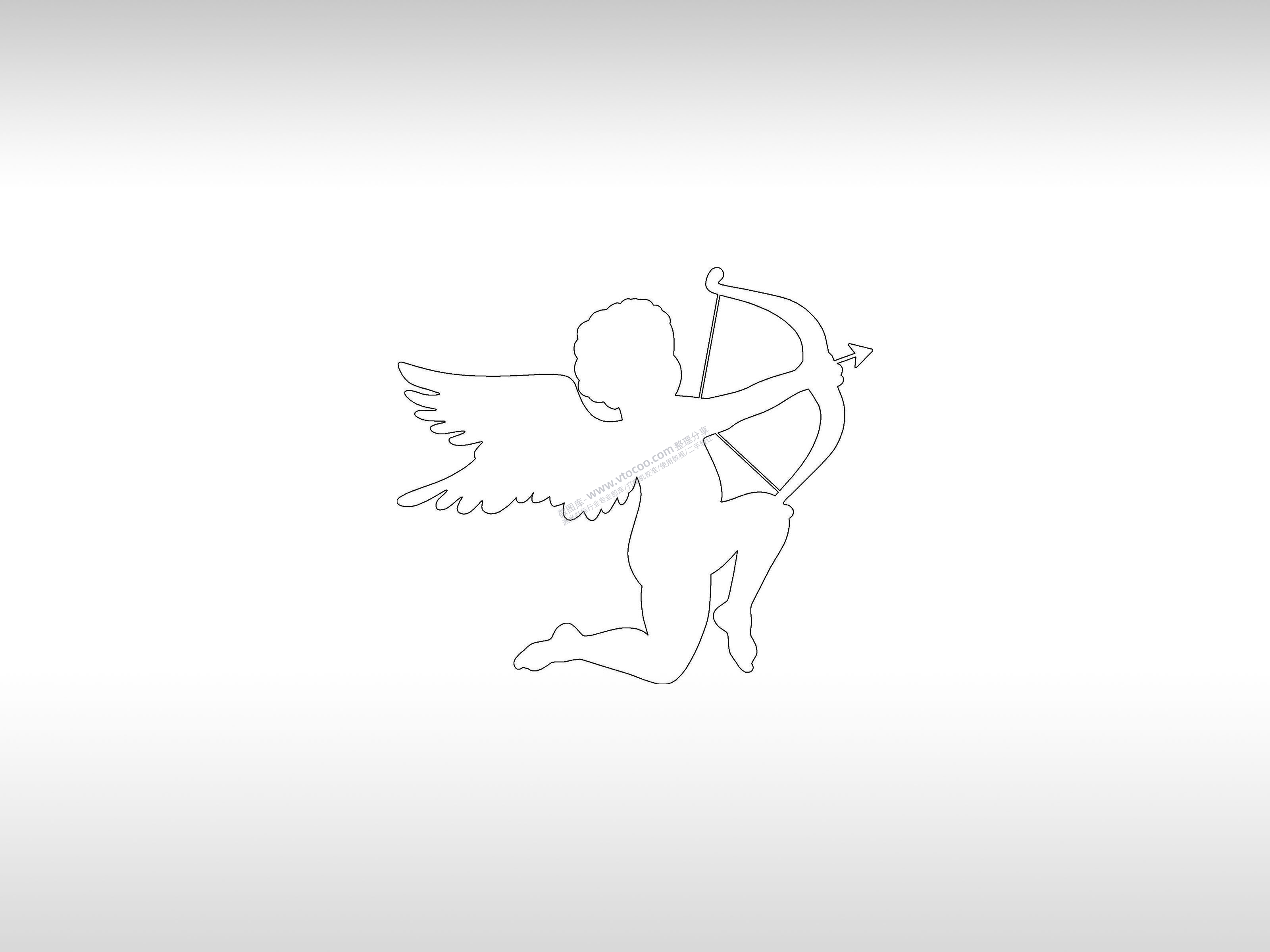 天使手机壳个性卡通图案线描PLT格式激光打标文件通用矢量图