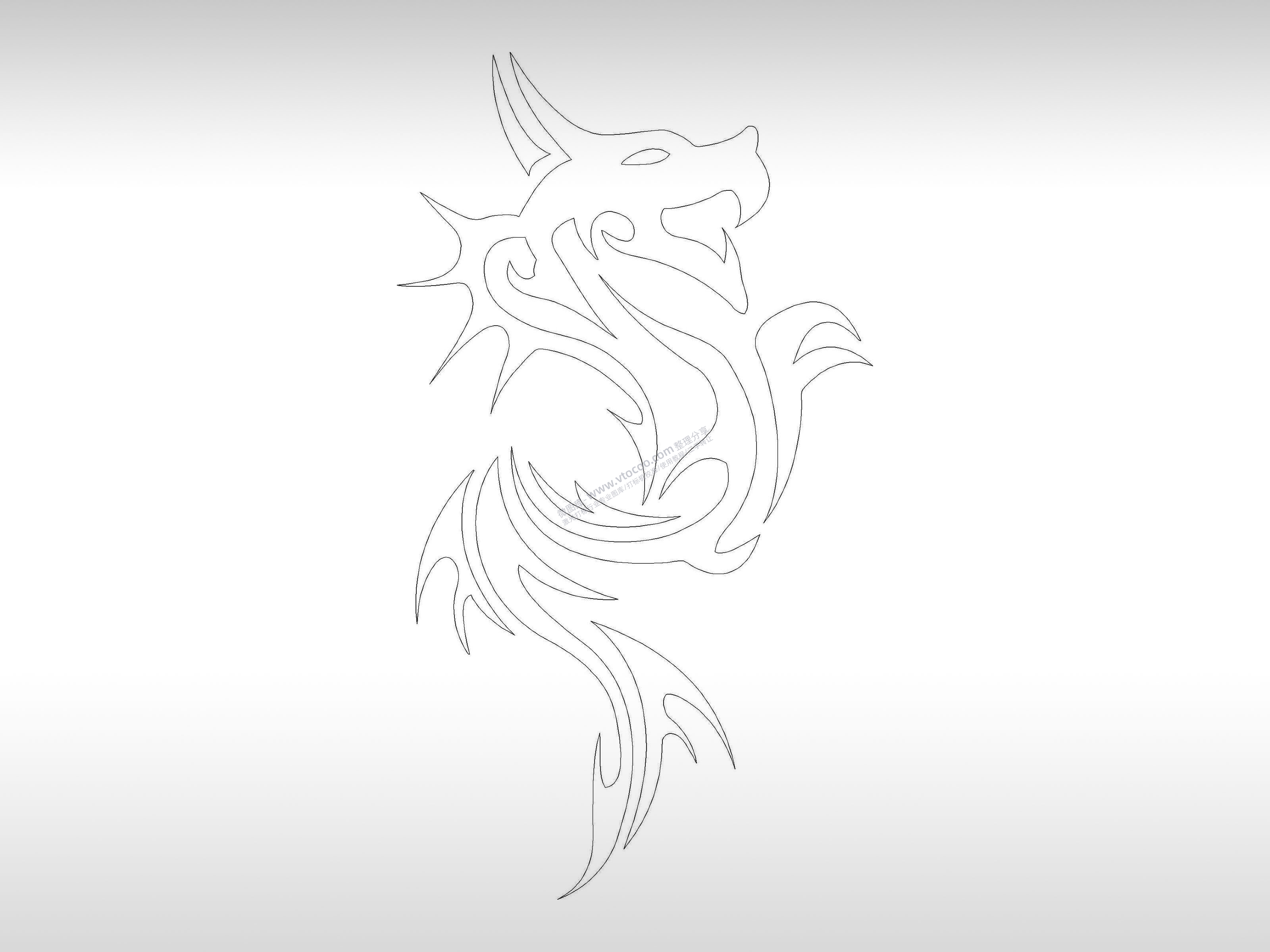 狼简笔手机壳个性卡通图案线描PLT格式激光打标文件通用矢量图