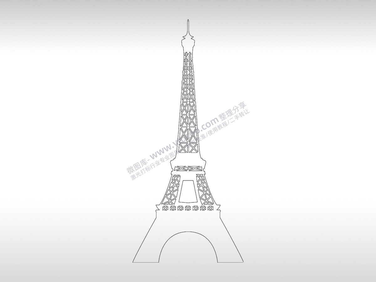 巴黎铁塔手机壳个性卡通图案线描PLT格式激光打标文件通用矢量图