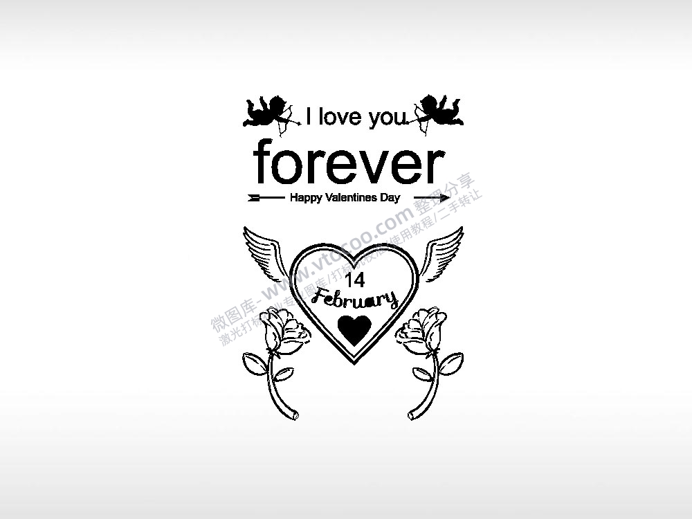 爱情祝福节日打火机卡通图EZD格式专用格式激光打标文件