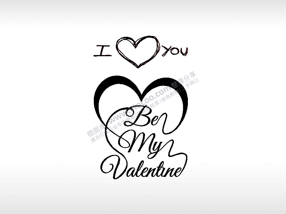 爱情英文祝福节日打火机卡通图EZD格式专用格式激光打标文件