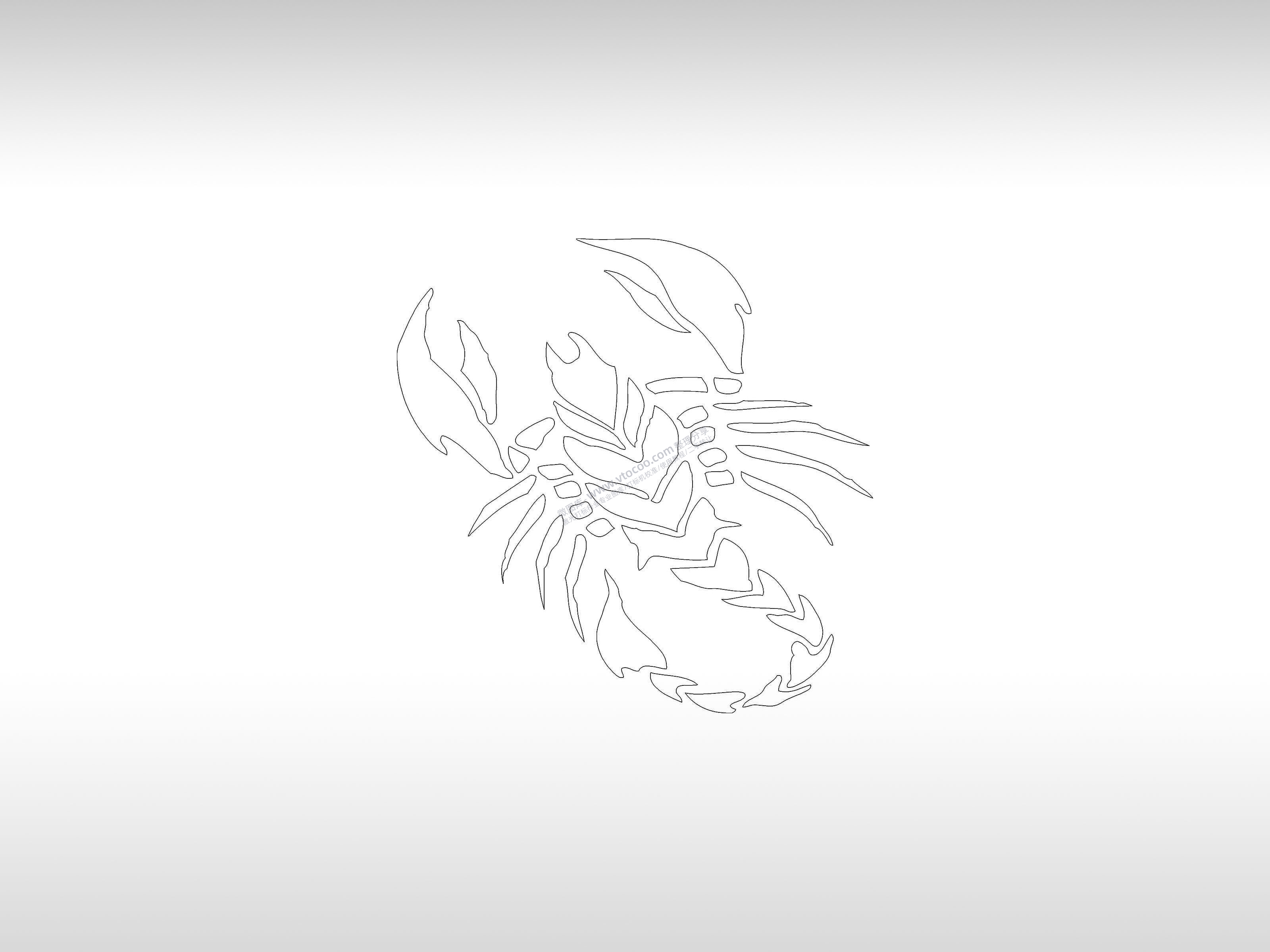 蝎子手机壳个性卡通图案线描PLT格式激光打标文件通用矢量图