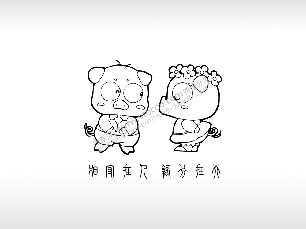 爱情誓言个性卡通图案线描PLT格式激光打标文件通用矢量图