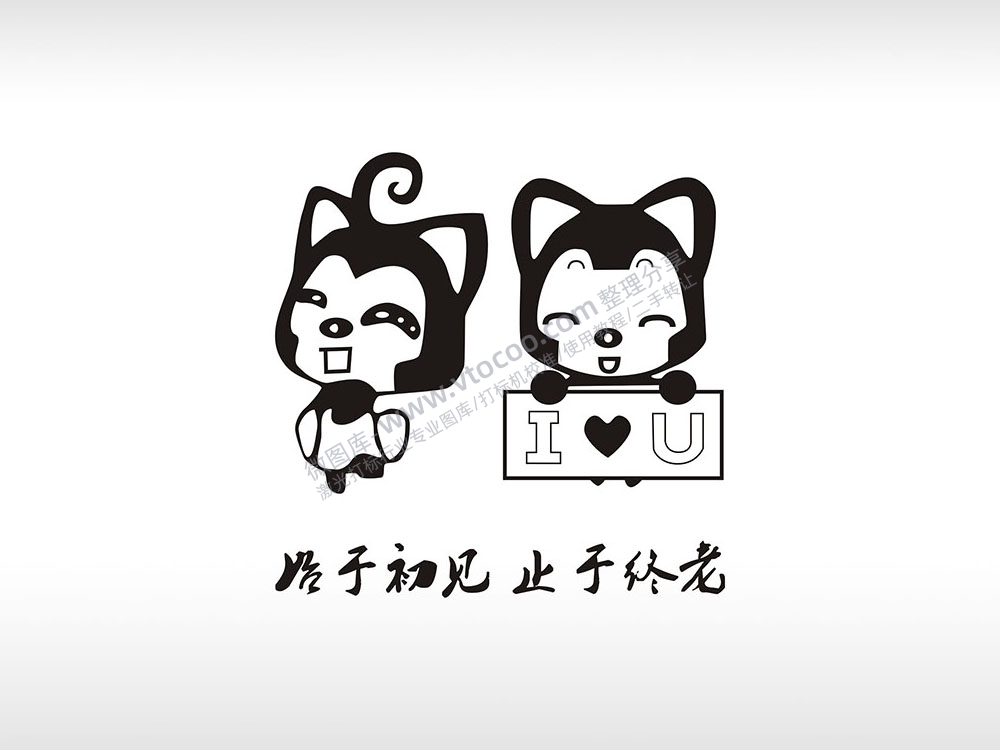 爱情誓言个性卡通图案线描PLT格式激光打标文件通用矢量图