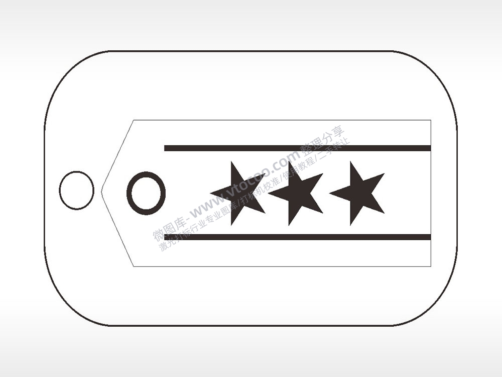 军官军衔校官上尉军事项链AI8.0格式激光打标文件通用矢量图