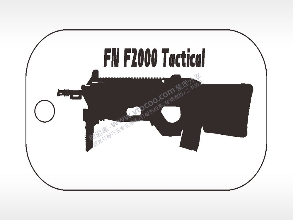 剪影FN F2000突击步枪军事项链AI8.0格式激光打标文件通用矢量图