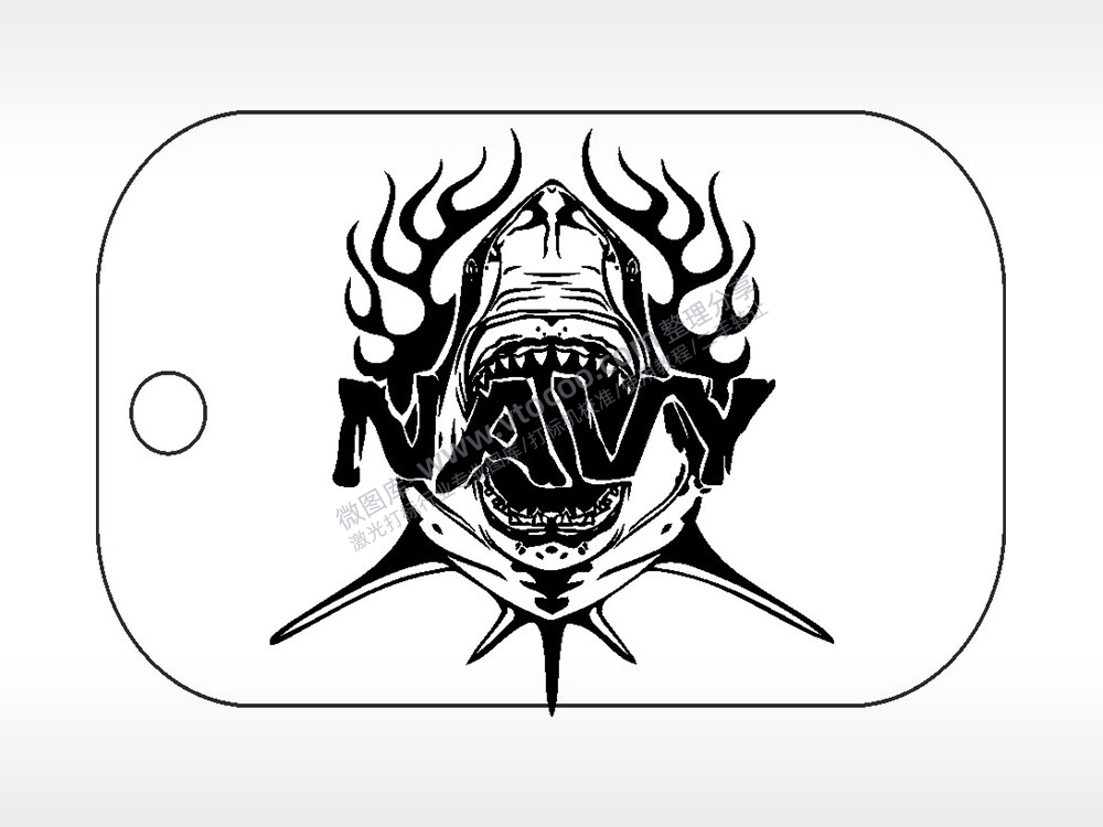 NAVY鲨鱼突击队军事项链AI8.0格式激光打标文件通用矢量图