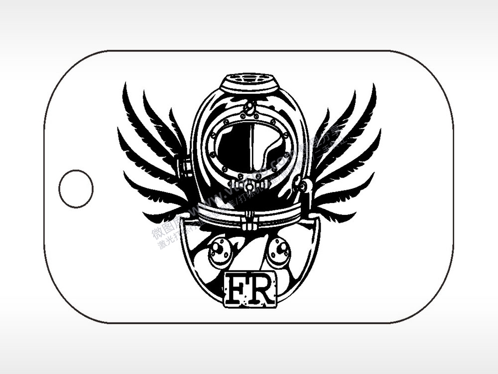 FR海军陆战队两栖侦察部队军事项链AI8.0格式激光打标文件通用矢量图