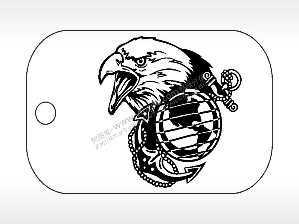 空军老鹰军事项链AI8.0格式激光打标文件通用矢量图