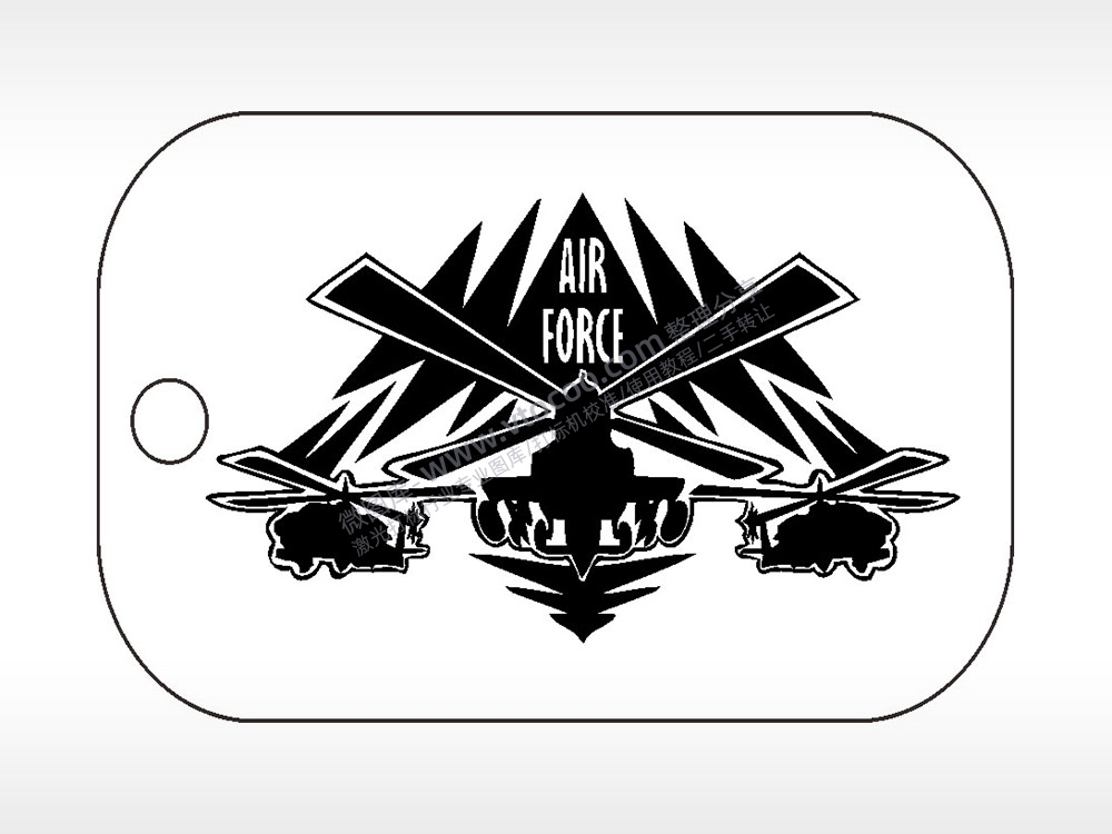 AIR FORCE空军战斗机军事项链AI8.0格式激光打标文件通用矢量图