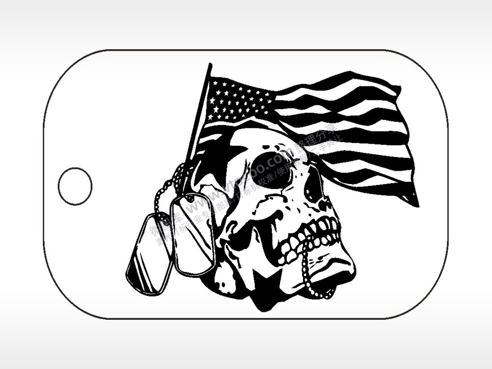 骷髅美国旗军事项链AI8.0格式激光打标文件通用矢量图