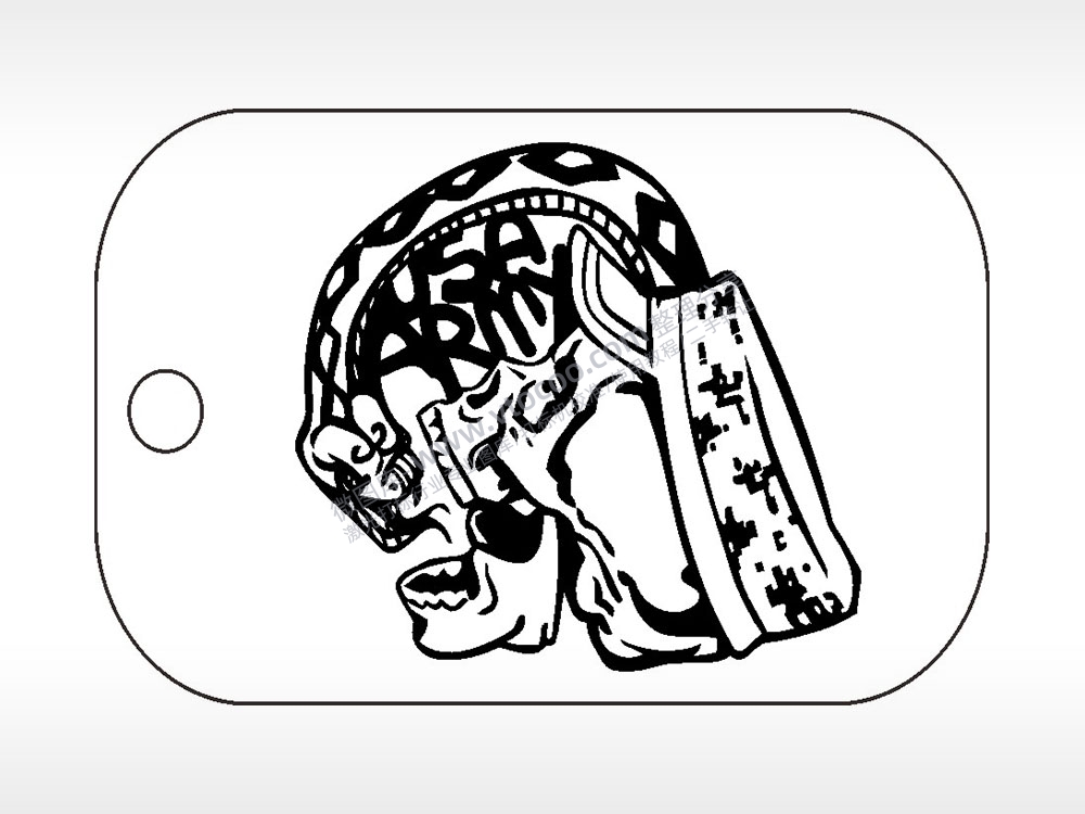 骷髅头突击队军事项链AI8.0格式激光打标文件通用矢量图