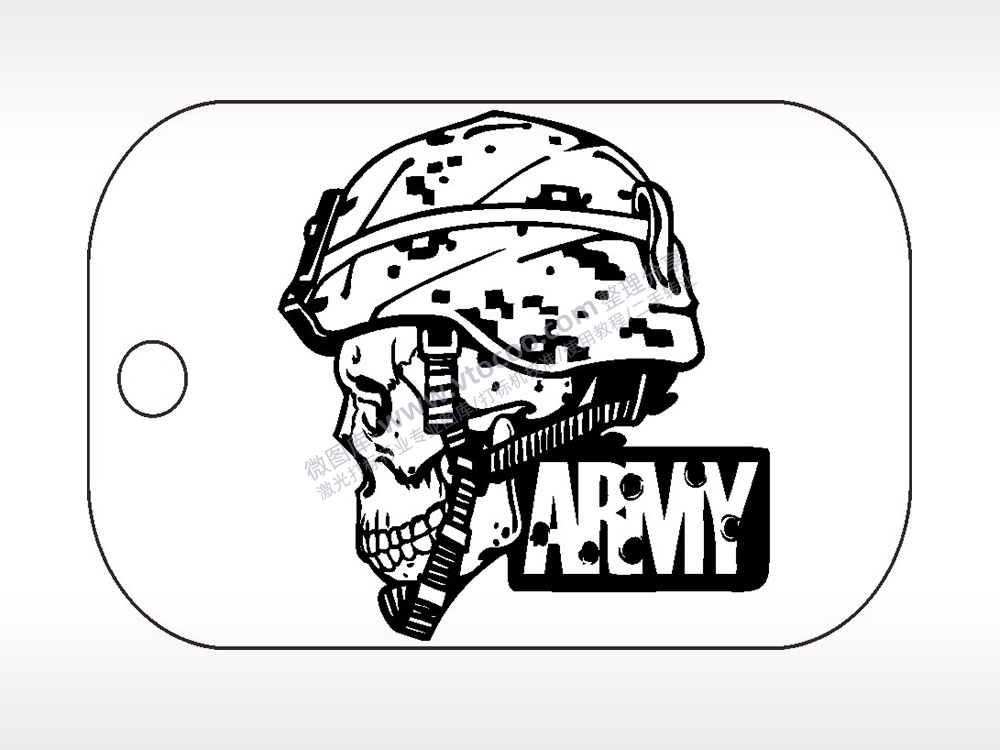 ARMY美国空军事项链AI8.0格式激光打标文件通用矢量图