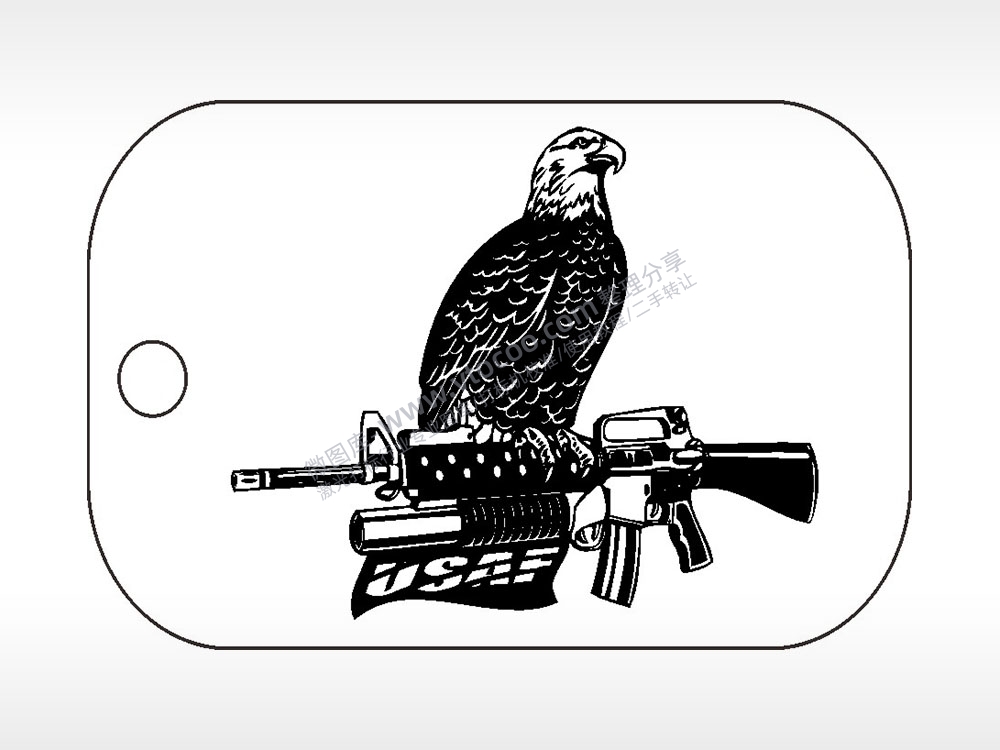 USAF老鹰突击队军事项链AI8.0格式激光打标文件通用矢量图