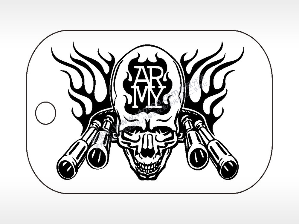 ARMY骷髅头突击队军事项链AI8.0格式激光打标文件通用矢量图