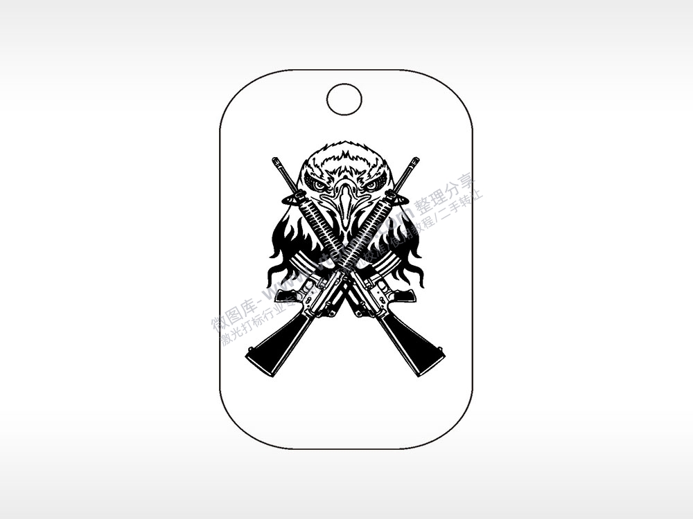 老鹰突击队军事项链AI8.0格式激光打标文件通用矢量图