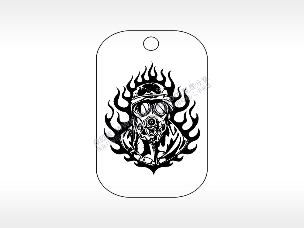 兵种防毒面具军事项链AI8.0格式激光打标文件通用矢量图