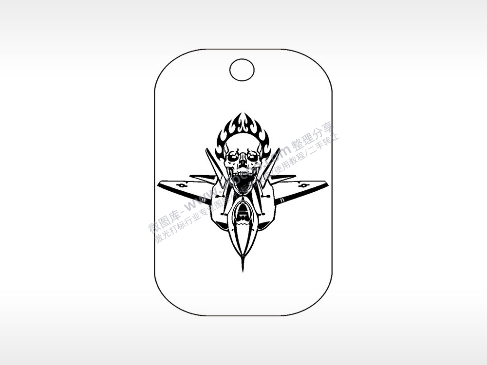 骷髅头空军事项链AI8.0格式激光打标文件通用矢量图