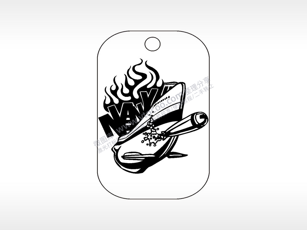 NAVY潜水艇军事项链AI8.0格式激光打标文件通用矢量图