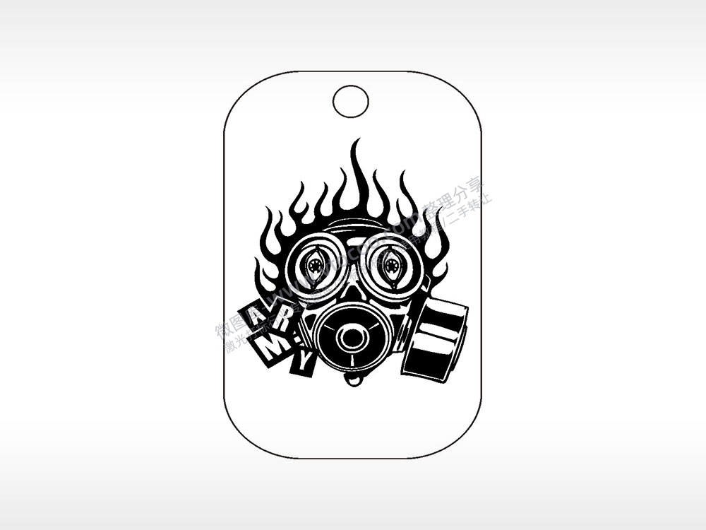 ARMY防毒面具军事项链AI8.0格式激光打标文件通用矢量图