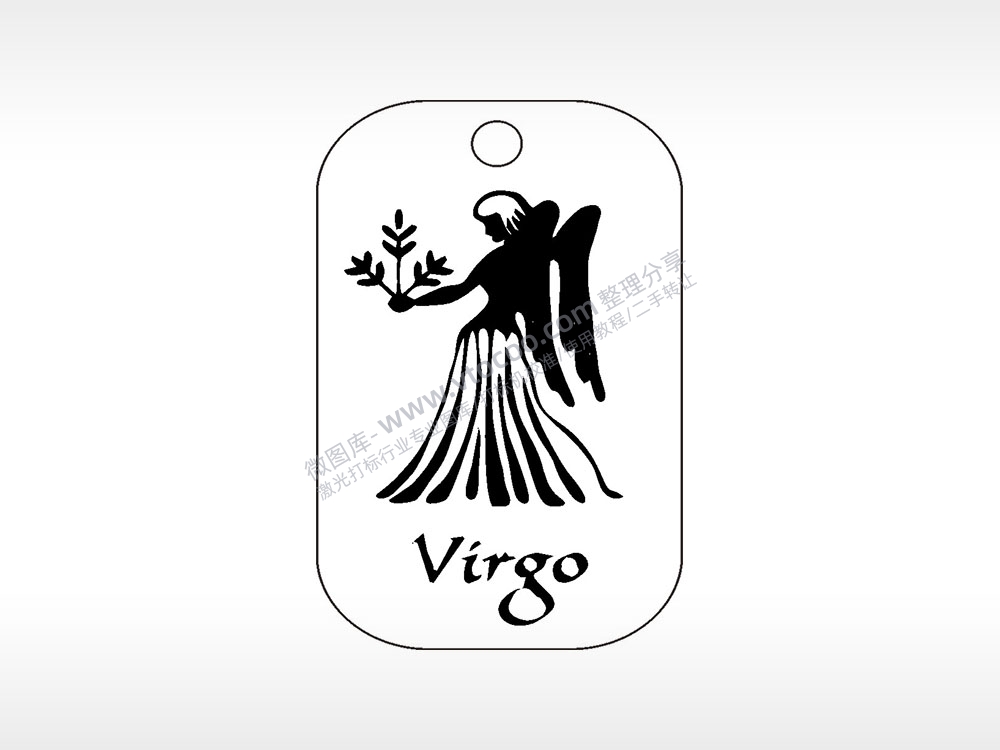 处女座星座占卜挂坠项链AI8.0格式激光打标文件通用矢量图