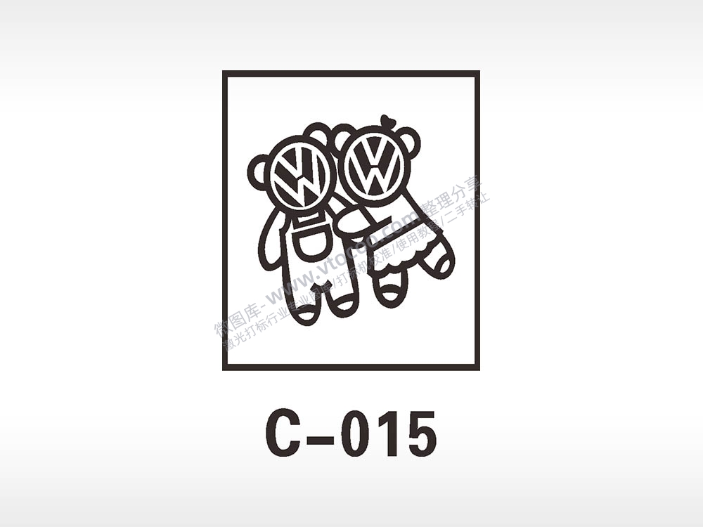 大众汽车贴花卡通精品车贴精选AI8.0格式激光打标文件通用矢量图