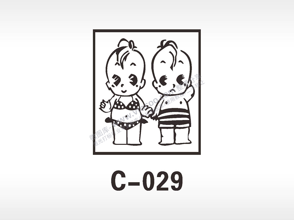 双胞胎汽车贴花卡通名图精选AI8.0格式激光打标文件通用矢量图