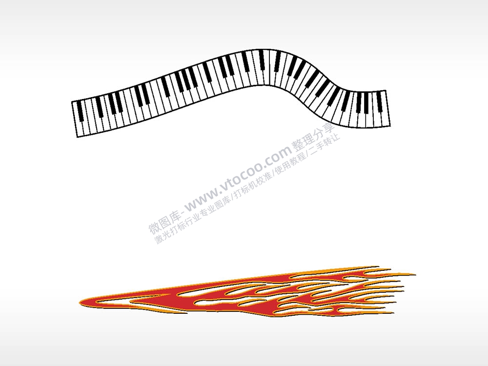 钢琴键图汽车贴花卡通名图精品AI8.0格式激光打标文件通用矢量图