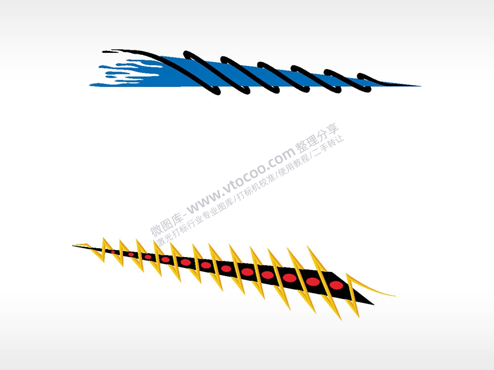 角尖雷纹绕柱汽车贴花卡通名图AI8.0格式激光打标文件通用矢量图