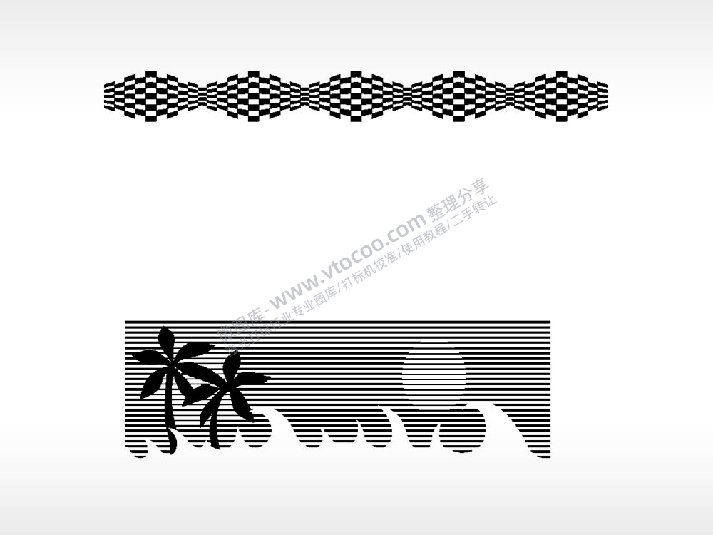 海滩沙滩椰树太阳汽车贴花AI8.0格式激光打标文件通用矢量图