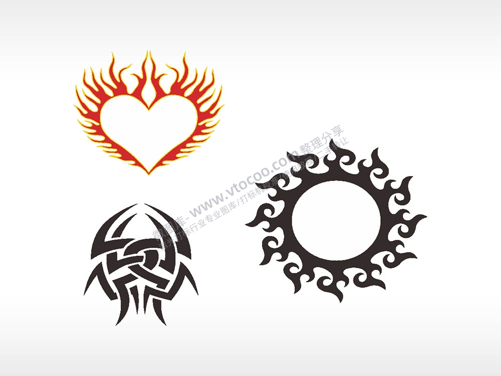 爱心太阳汽车贴花精品车贴精选AI8.0格式激光打标文件通用矢量图