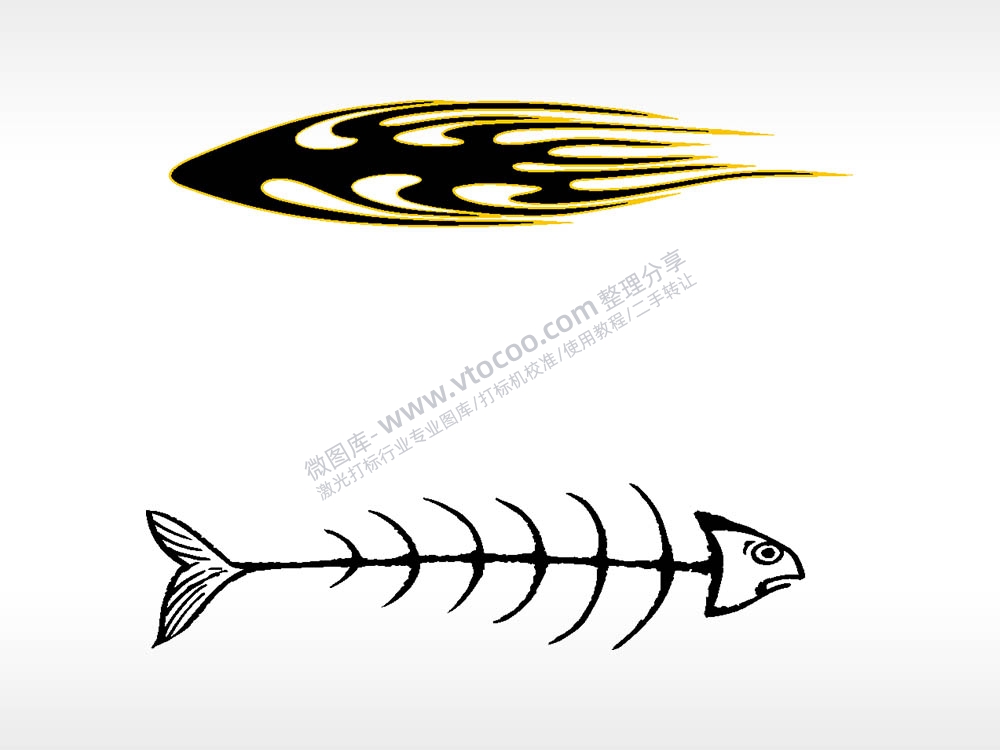 鱼骨头线条涂鸦形状汽车贴花卡通名图精品车贴精选